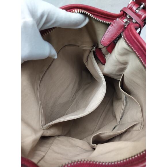 Coach Red Leather Duffle Zipper Closure Crossbody Shoulder Bag - Picture 14 of 16